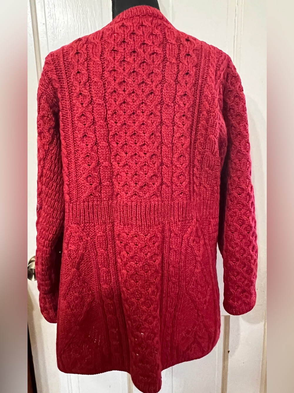 ARAN SWEATER MARKET Women's Merino Wool A-Line Fit Cardigan XL RED(Chillipepper) - Picture 6 of 10